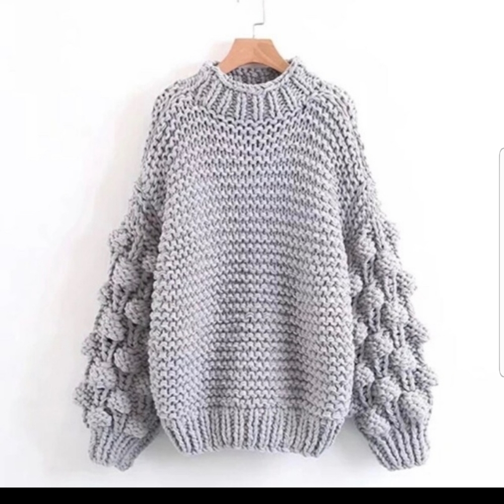 Macaron Gray bubble knit chunky sweater Size Medium